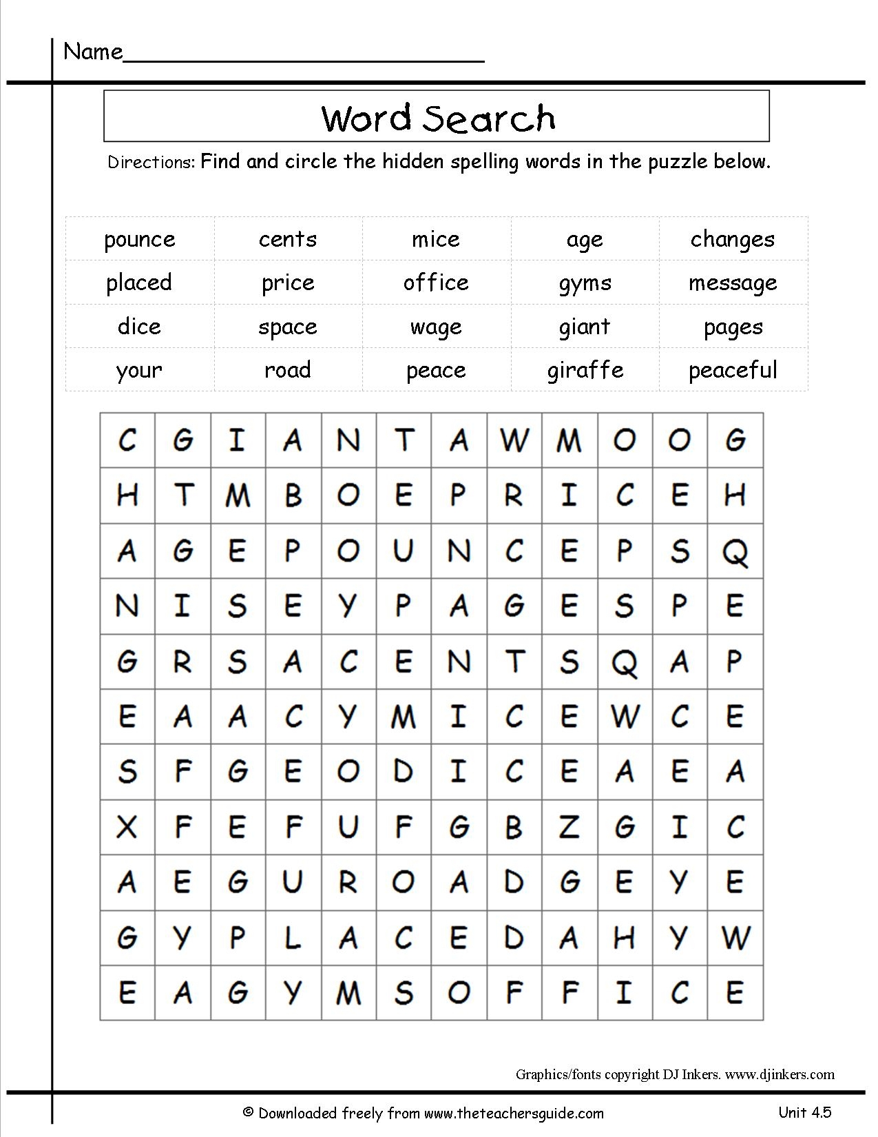 Crossword Puzzle 3rd Grade