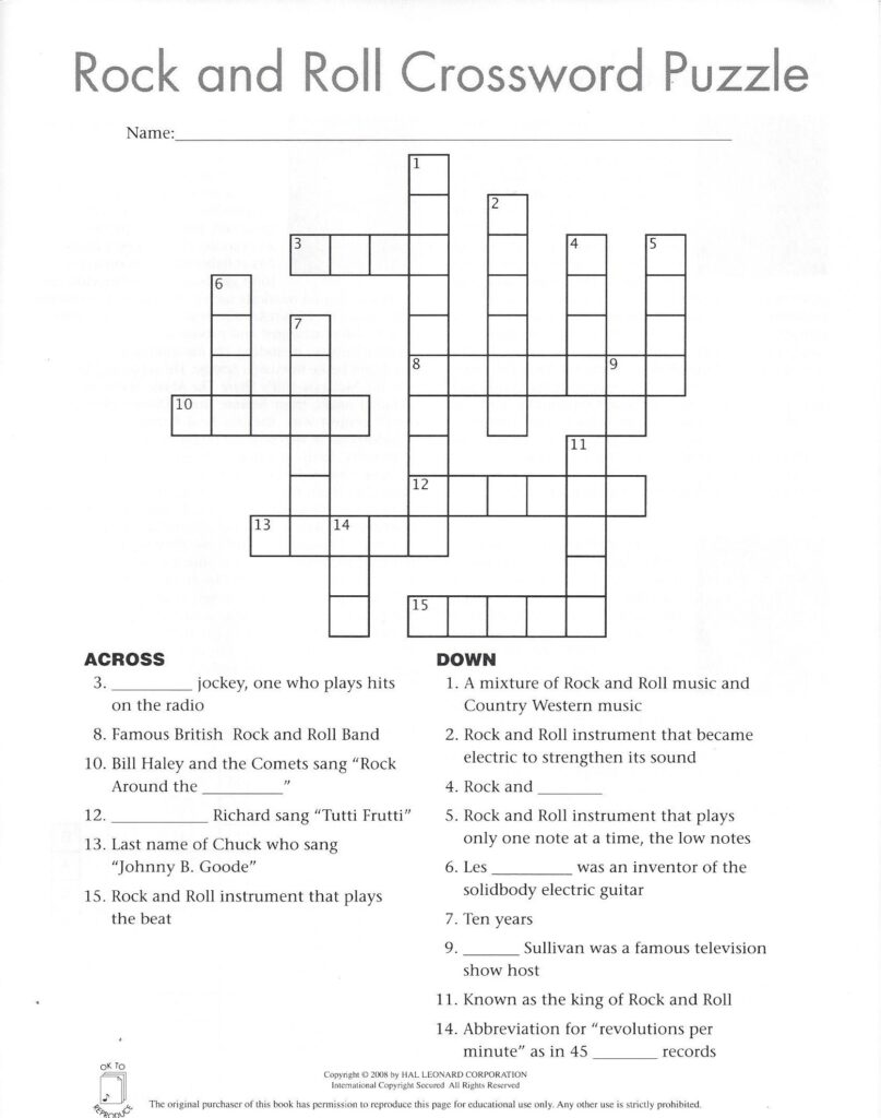 Crossword Puzzle 4th Grade Printable Free