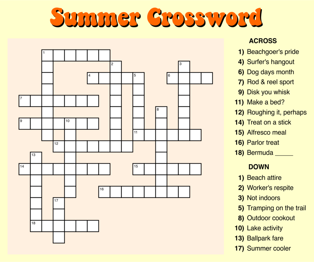 Crossword Puzzle Printable Easy