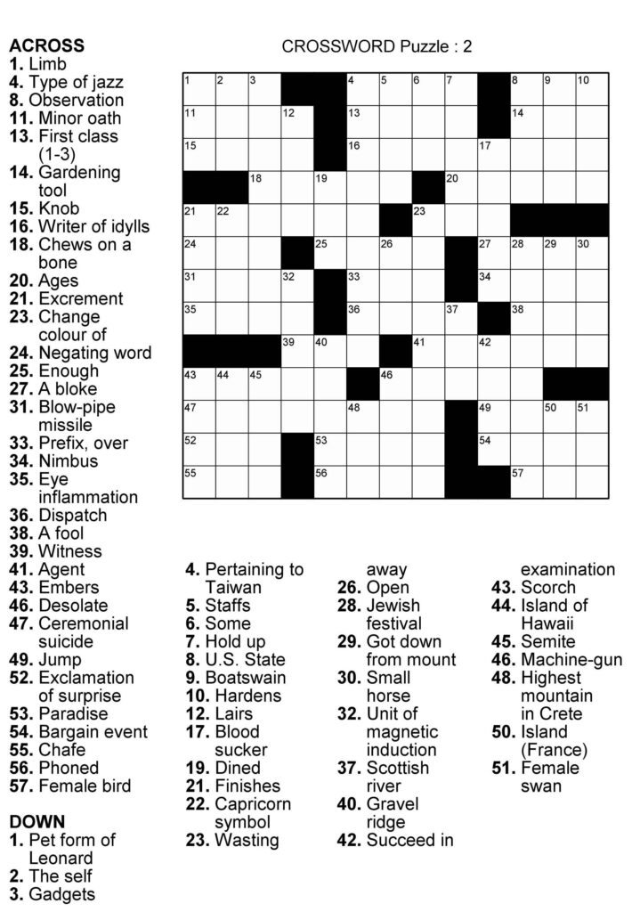 Crossword Puzzle Printables For Adults 100 Crosswords With Solutions 