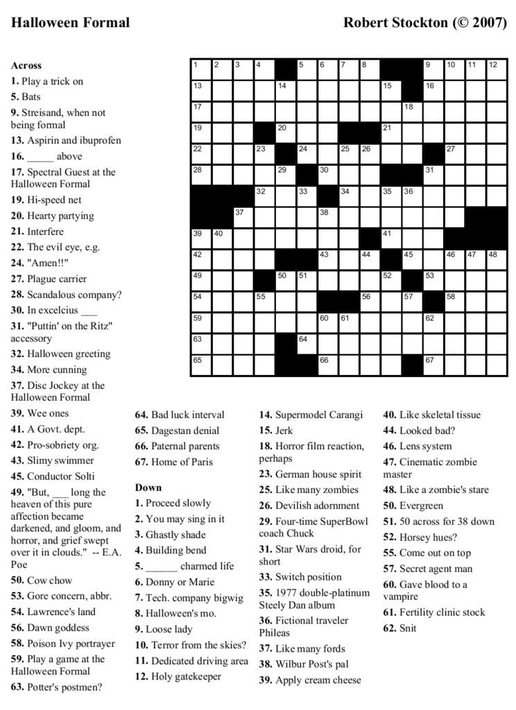 Crossword Puzzles Printable Medium Difficulty