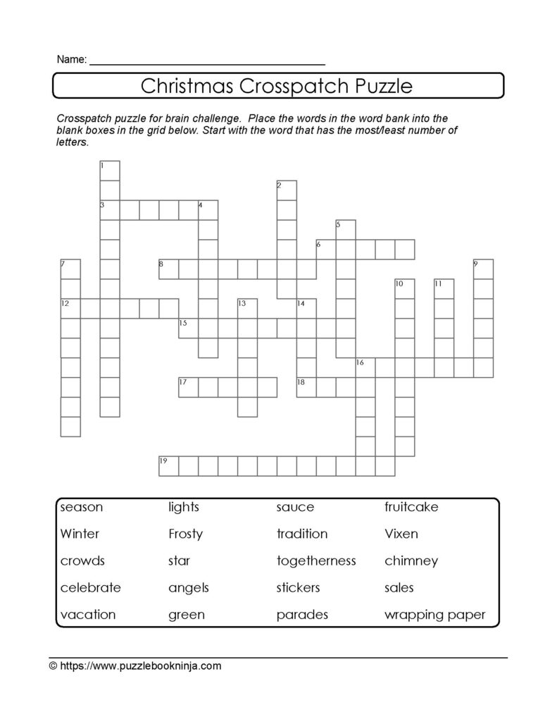 Crossword Puzzles Printable With Word Bank