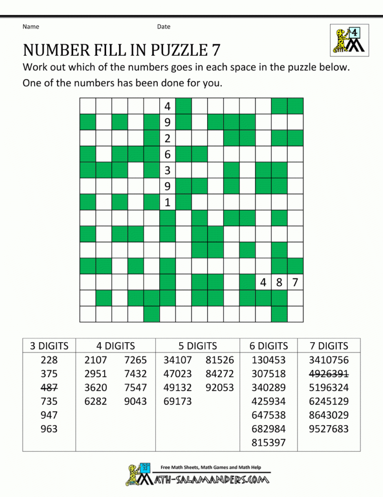 Crossword Puzzles With Numbers