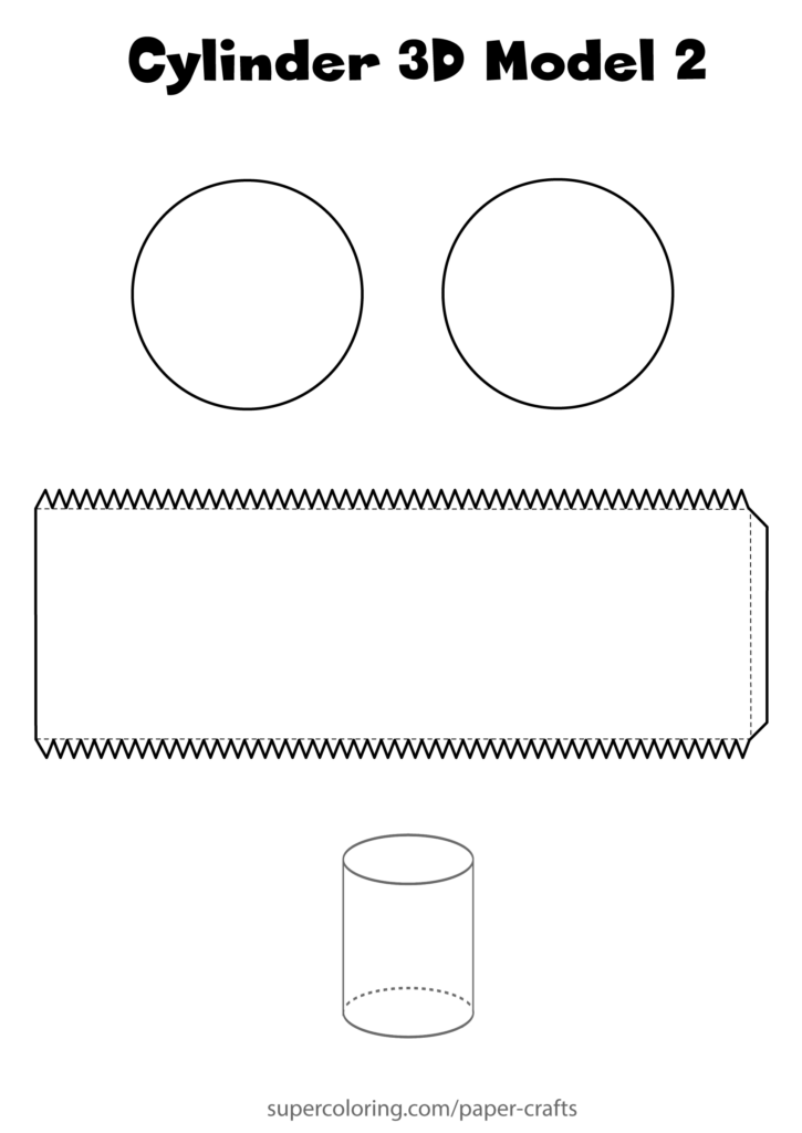 Cylinder 3D Paper Model Free Printable Papercraft Templates