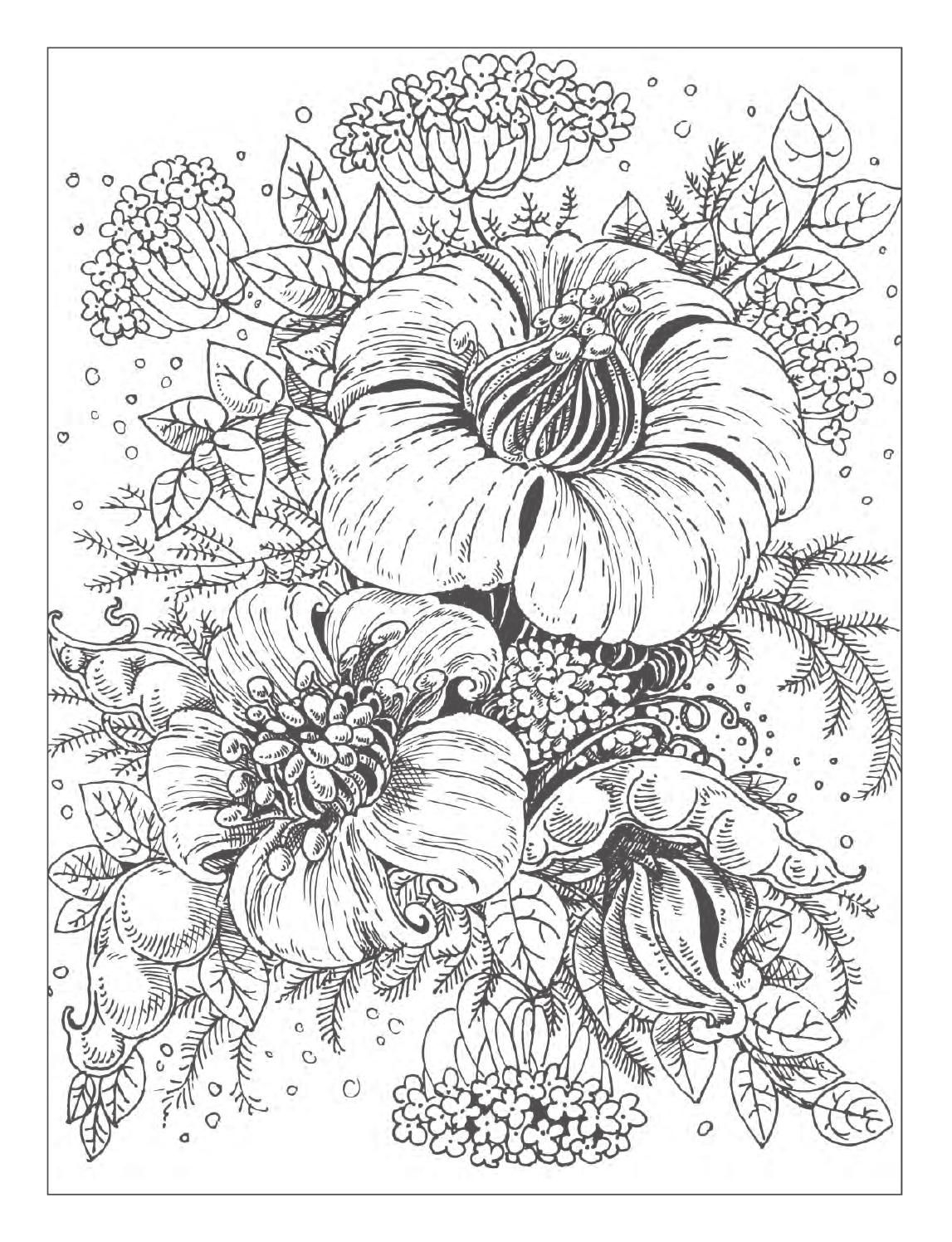 Detailed Flower Coloring Pages Printable