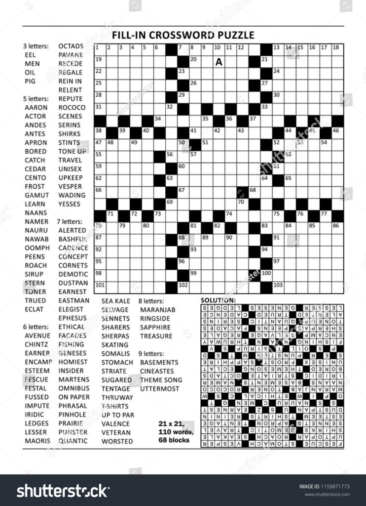 Dictionary Crossword Puzzle Free Printable