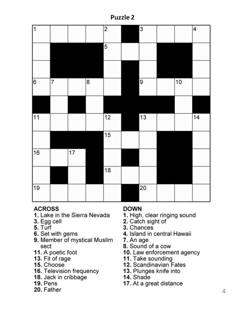 Digital Download 100 Printable Crossword Puzzles For Adults Etsy UK