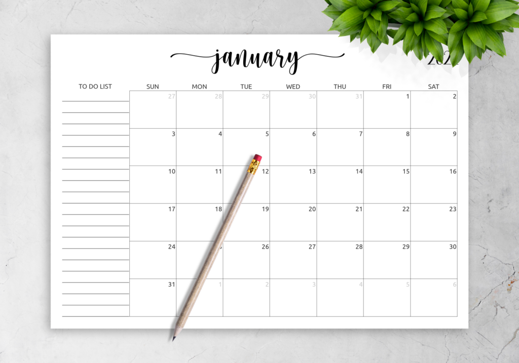 Download Printable Monthly Calendar With To Do List PDF