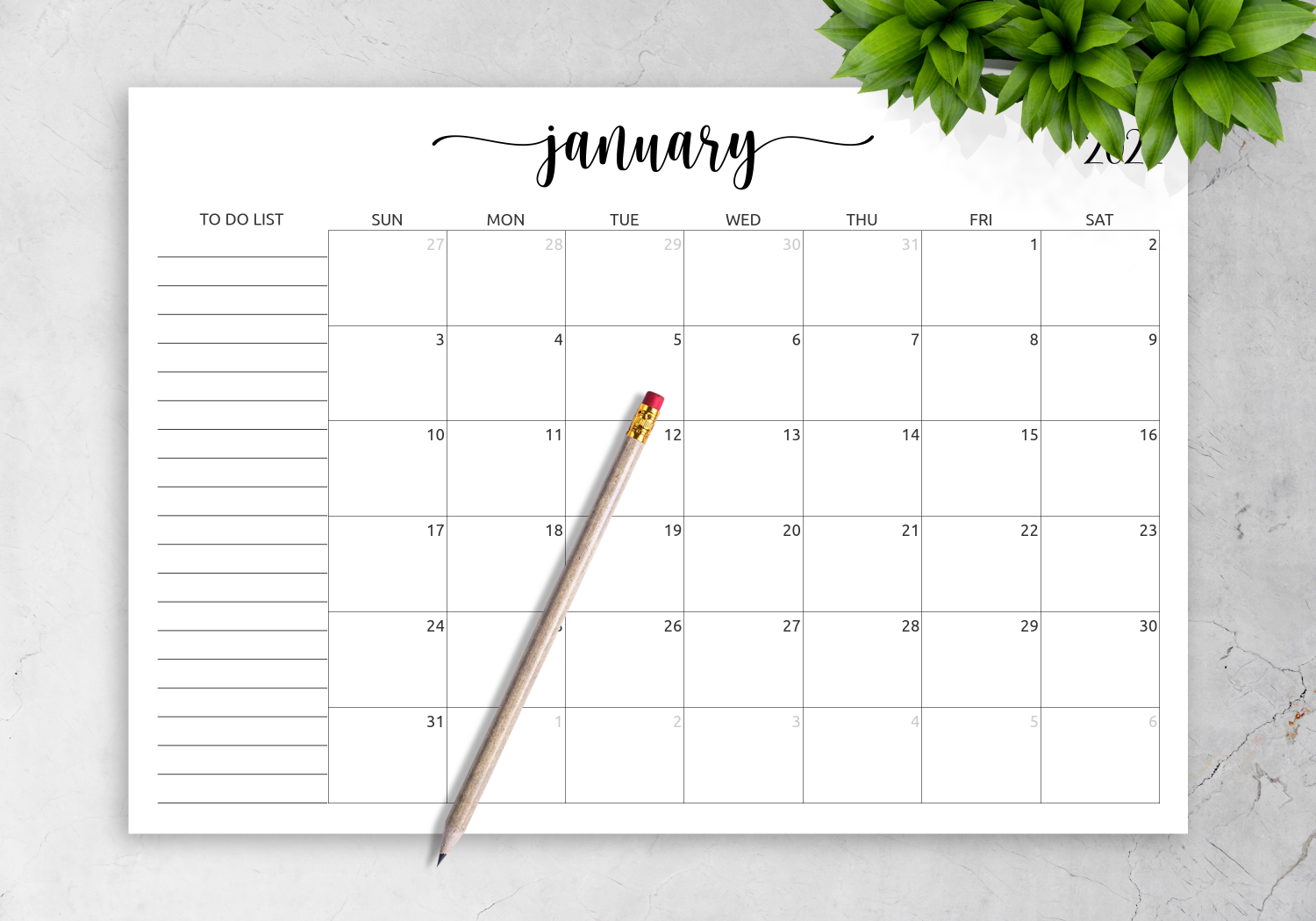 Download Printable Monthly Calendar With To Do List PDF