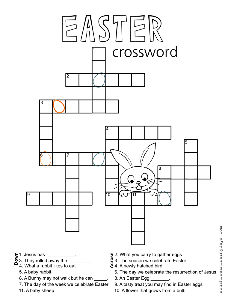 Easter Crossword Puzzle Sunshine And Rainy Days