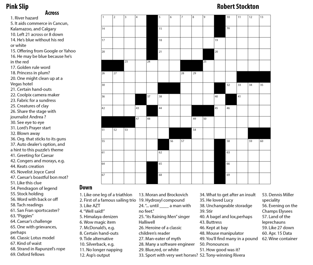 Easy Crossword Puzzles Printable For Seniors