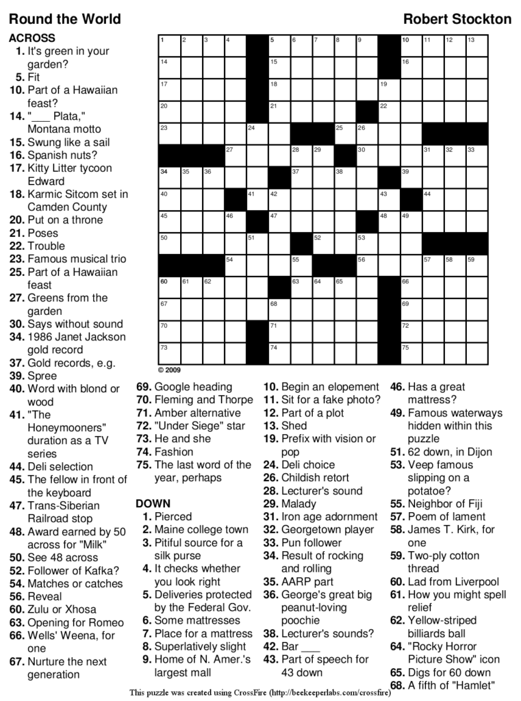 Easy Crossword Puzzles To Print Out For Free