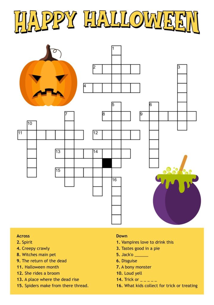 Easy Halloween Crossword Puzzles Printable