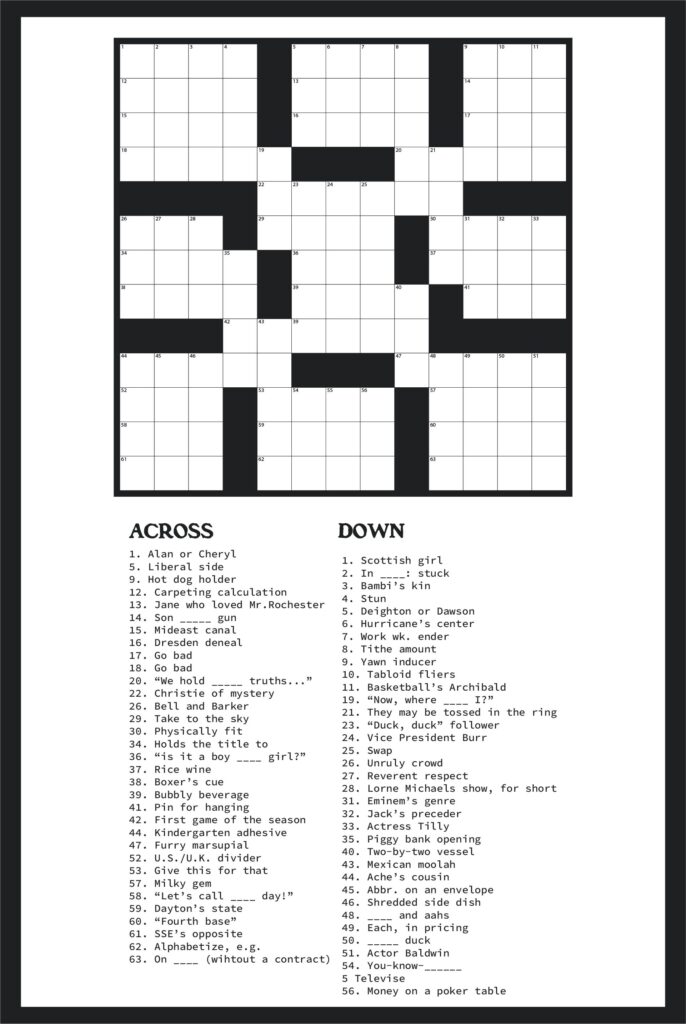 Easy Printable Crossword Puzzles Free Printable Easy Crossword 