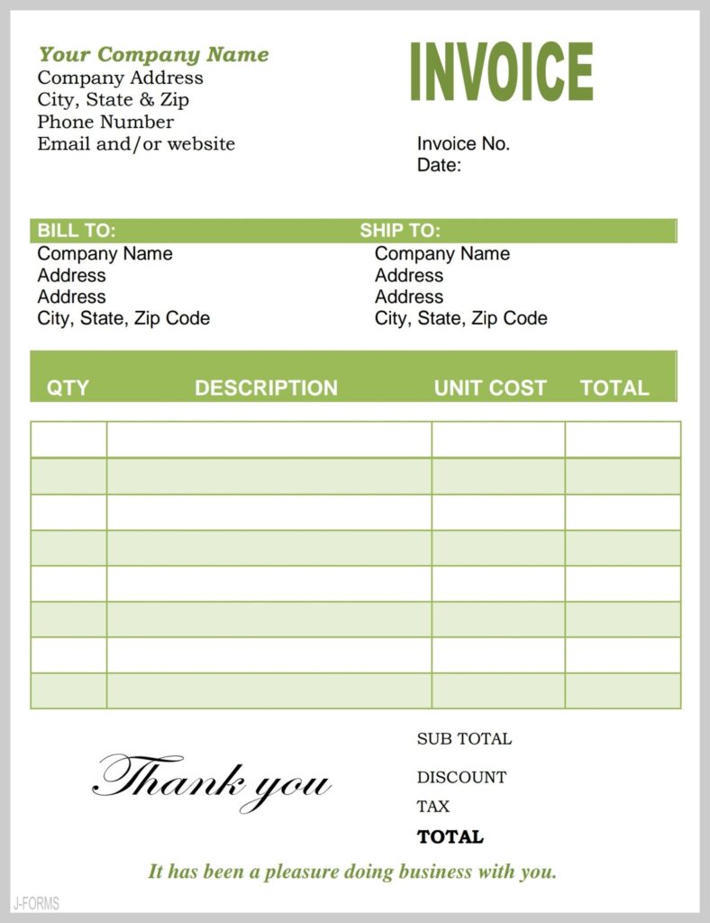 Editable Printable Invoice Template