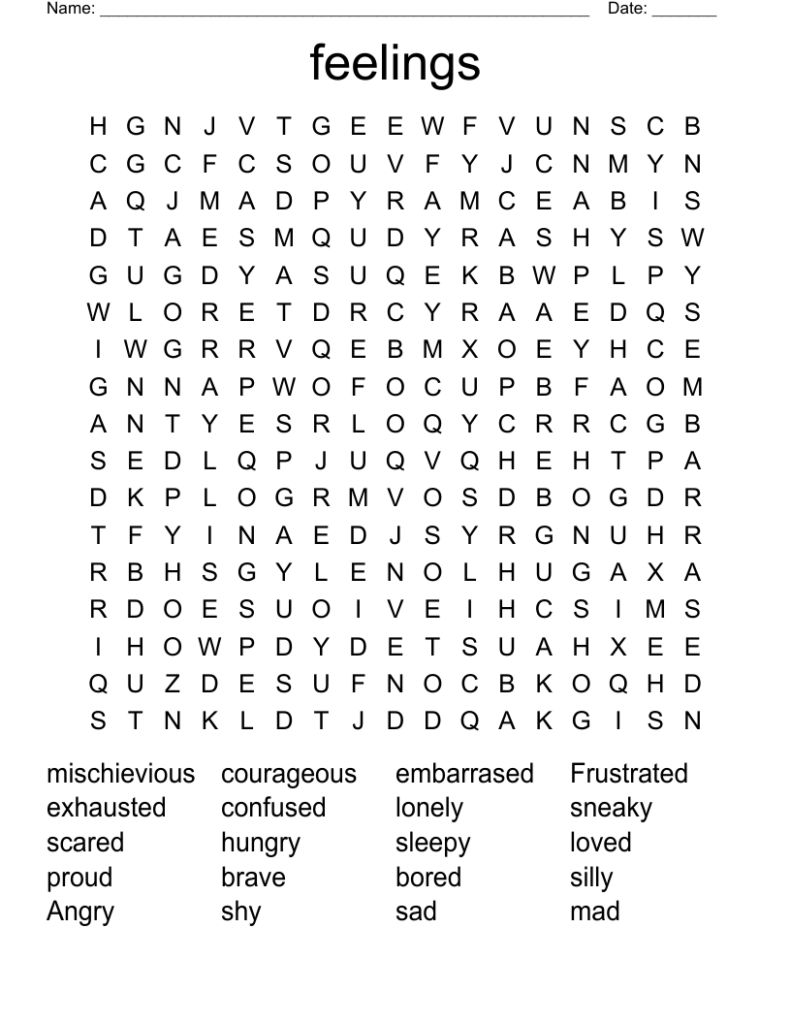 Emotions Crossword WordMint