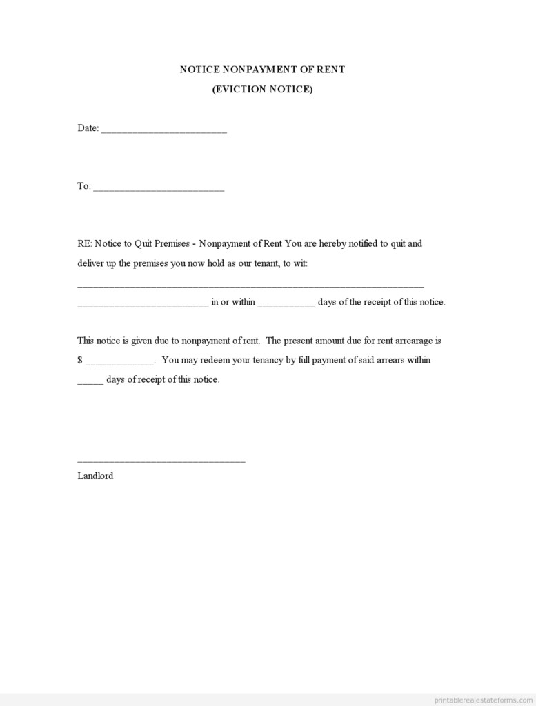 Eviction Notice Printable