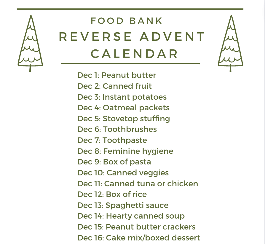 Food Bank Reverse Advent Calendar Old Salt Farm