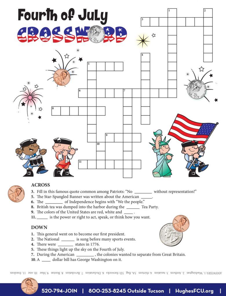 Fourth Of July Crossword Puzzles Printable Printable Templates