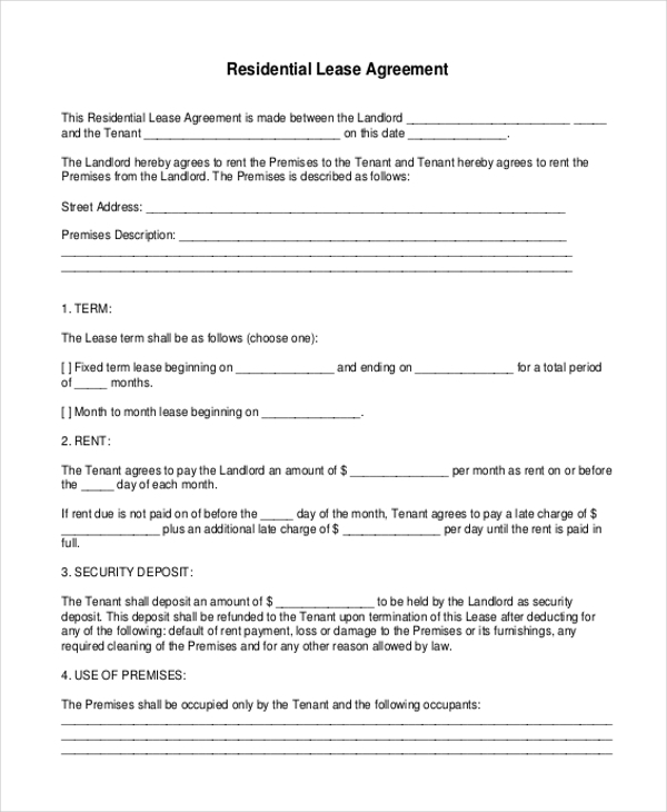 FREE 13 Lease Agreement Form Samples PDF MS Word Google Docs