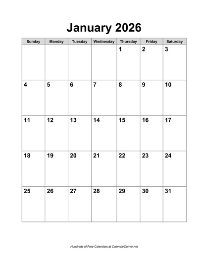 Free 2026 Calendar