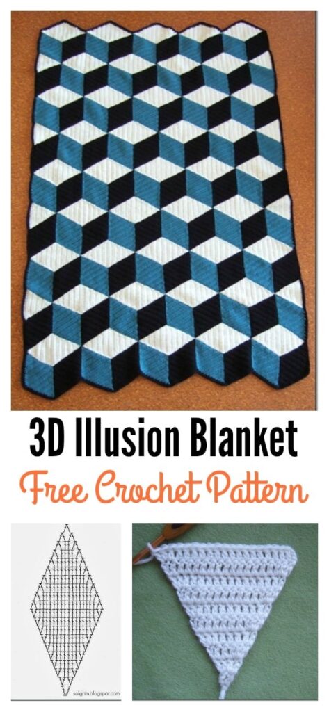 Free 3D Illusion Diamond Blanket Crochet Pattern Cool Creativities