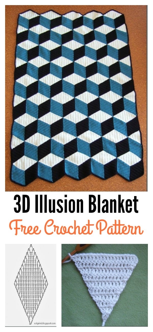 Free 3D Illusion Diamond Blanket Crochet Pattern Cool Creativities