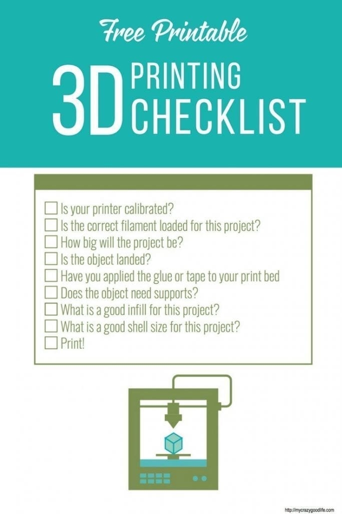Free 3D Printing Checklist Printable 3D Printing Checklist My Crazy