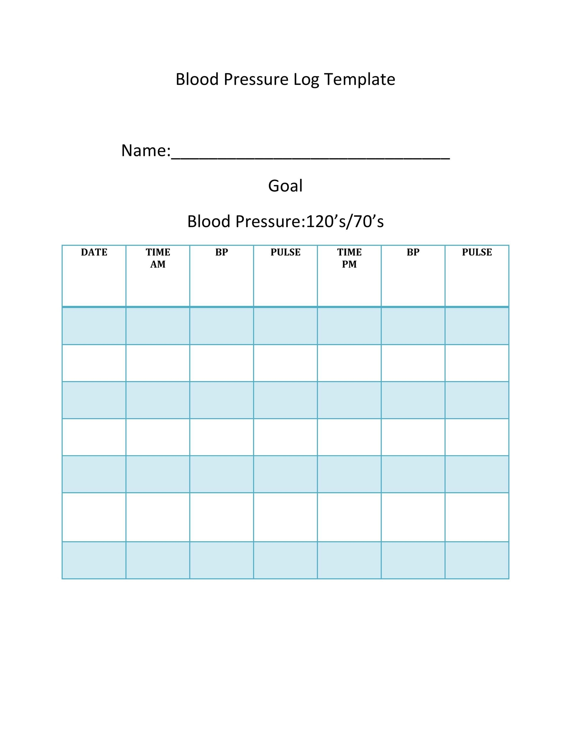 Free Blood Pressure Log Printable