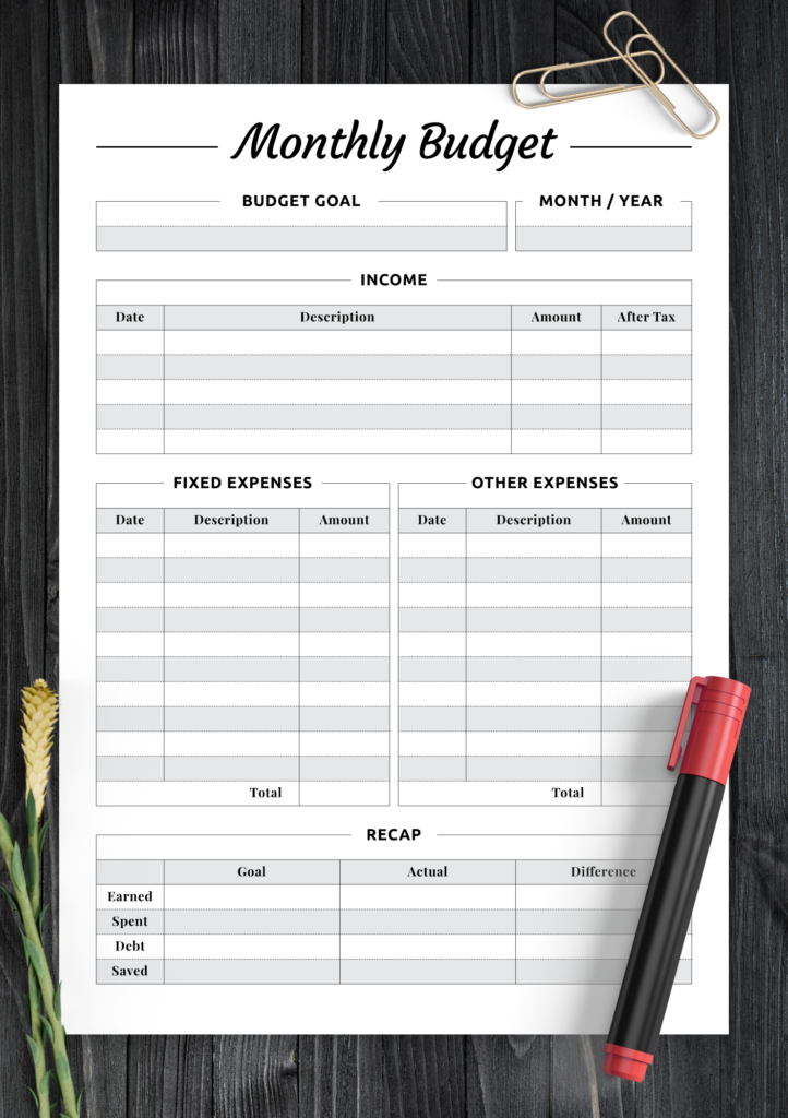 Free Budget Sheet Printable