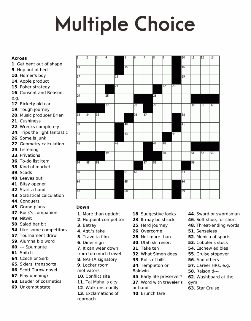 Free Easy Crossword Puzzles Printable Customize And Print Printable