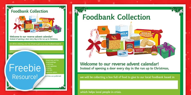 FREE Foodbank Reverse Advent Calendar Poster Twinkl