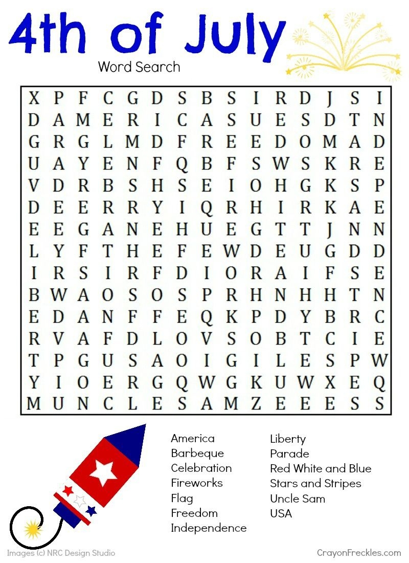 Free Fourth Of July Crossword Puzzle