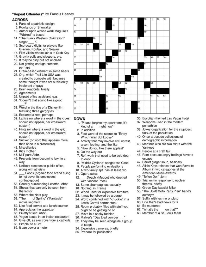 Free Hard Printable Crosswords Arkadium