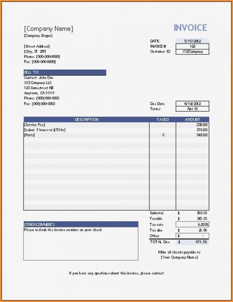 Free Invoice Printable