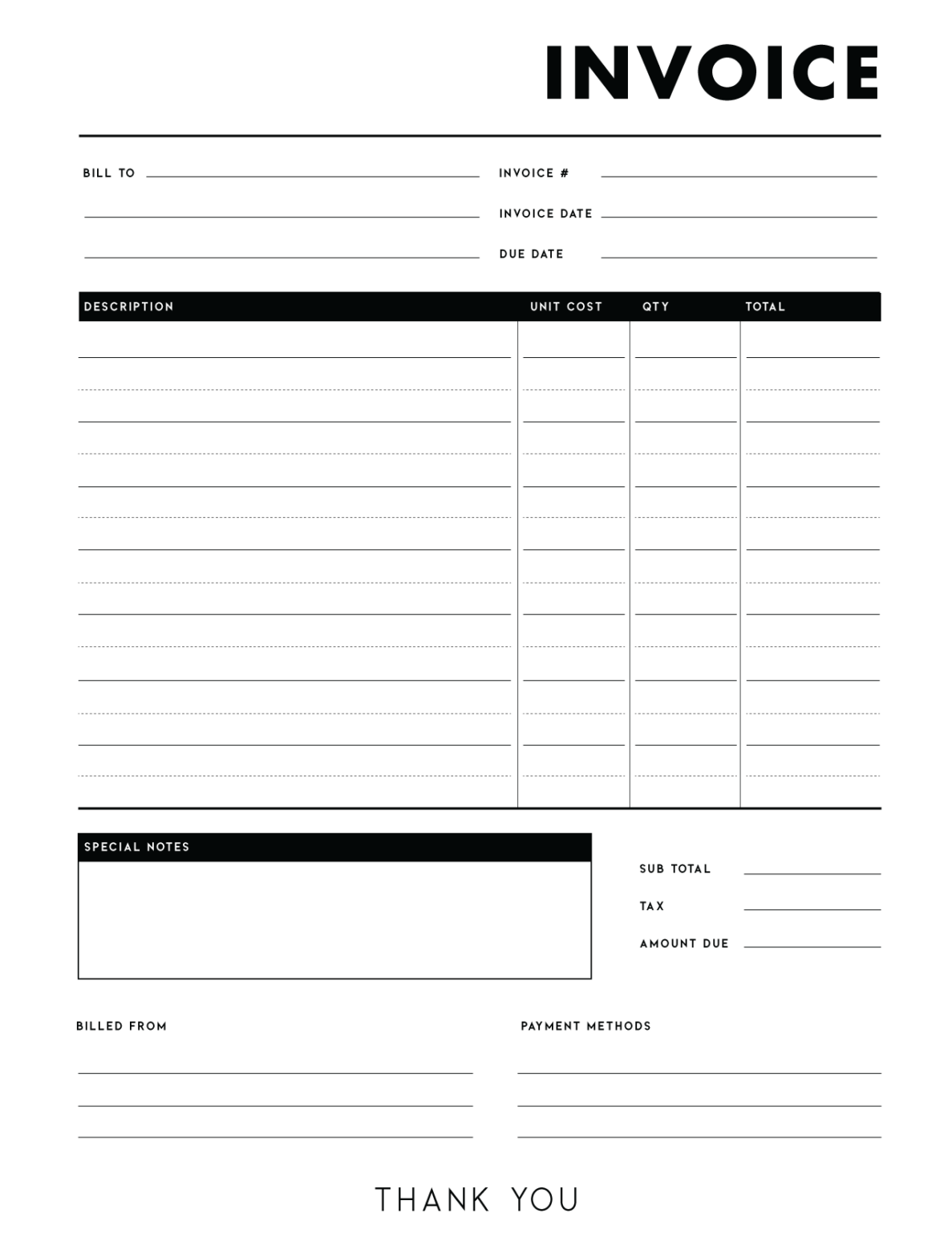 Free Invoice Templates PDF World Of Printables