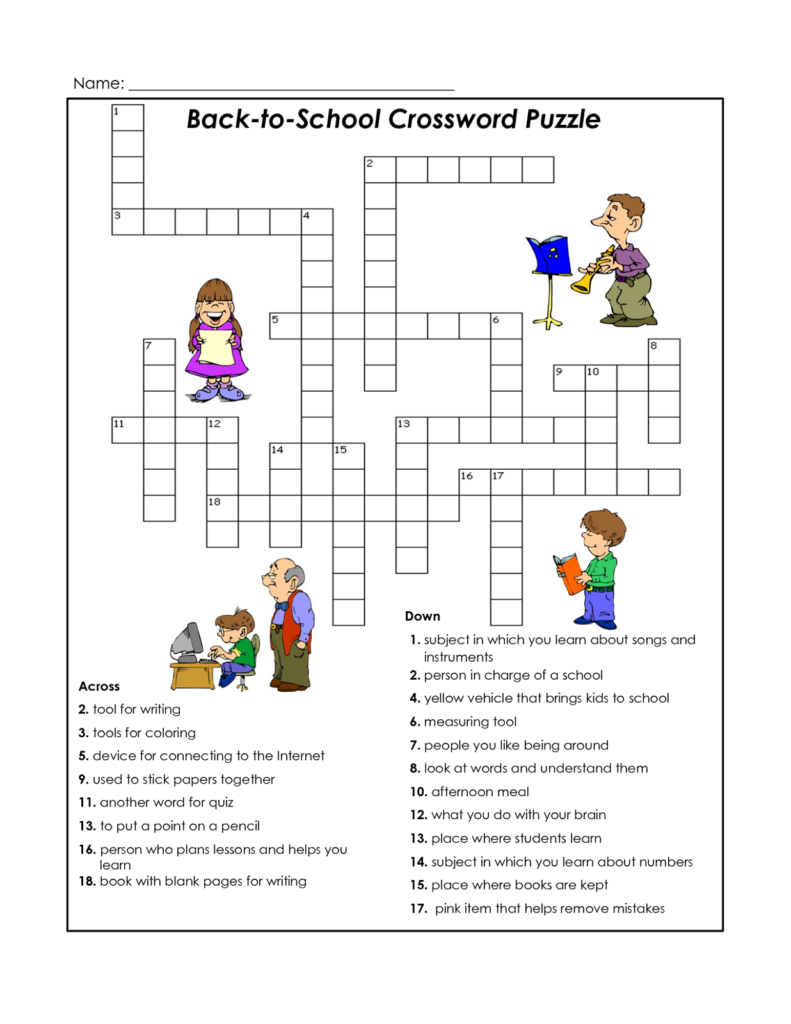 Free Kids Crossword Puzzles Printable Easy