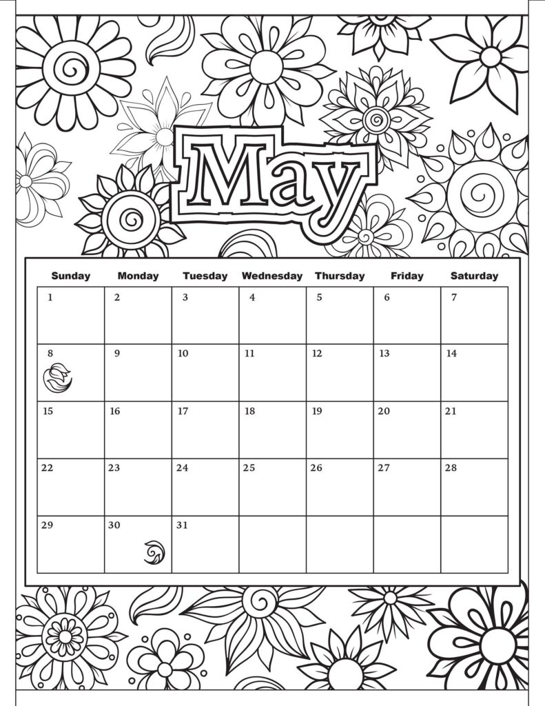 Free Large Printable Coloring Calendars