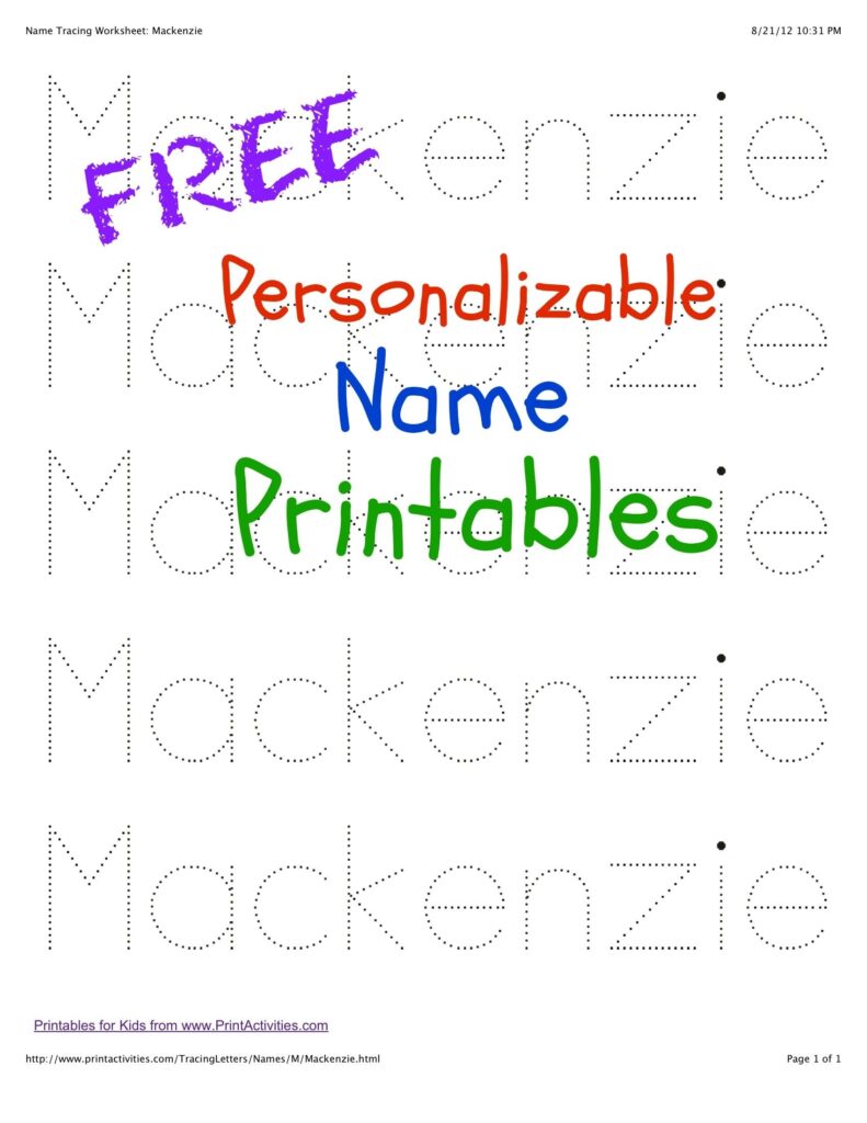 Free Name Tracing Printables With Lines