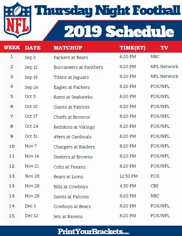 Free Nfl Schedule Printable Version