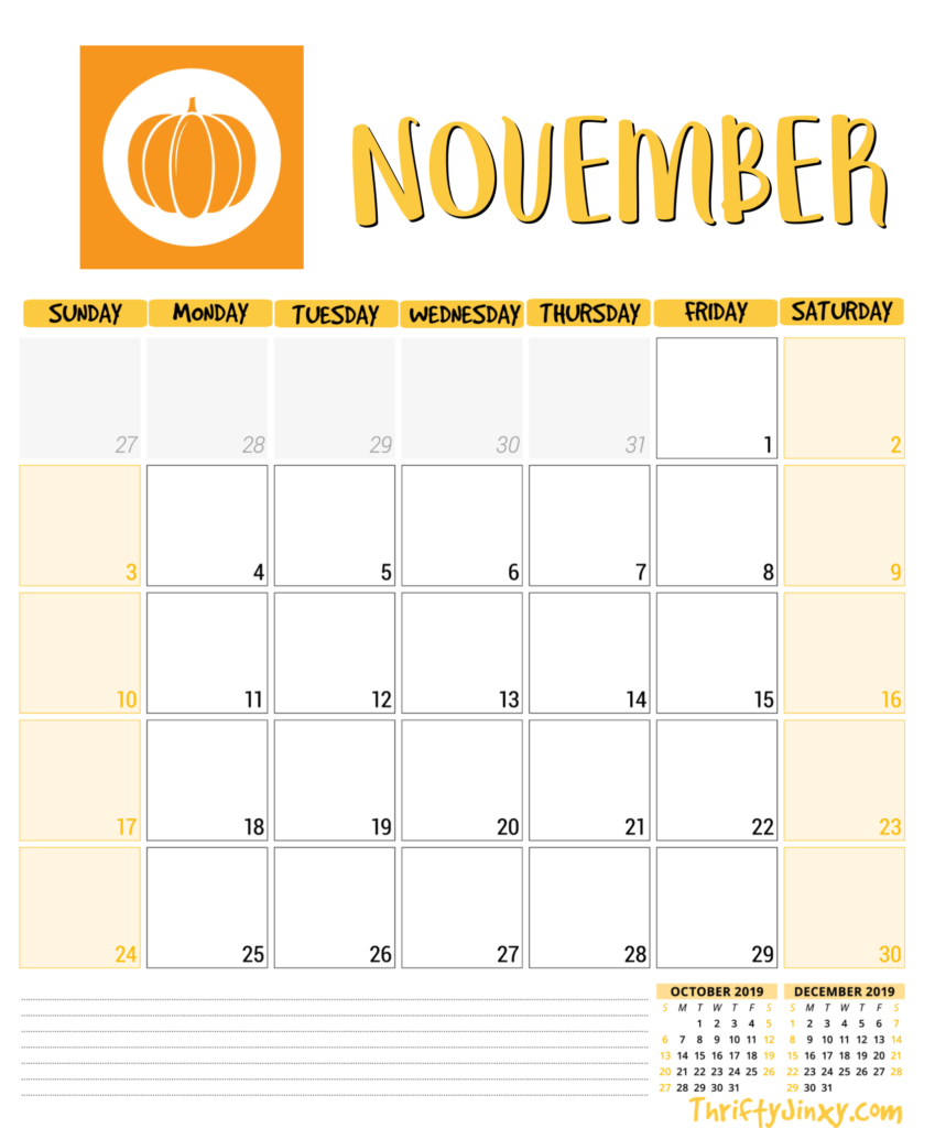 Free November Printable Calendar