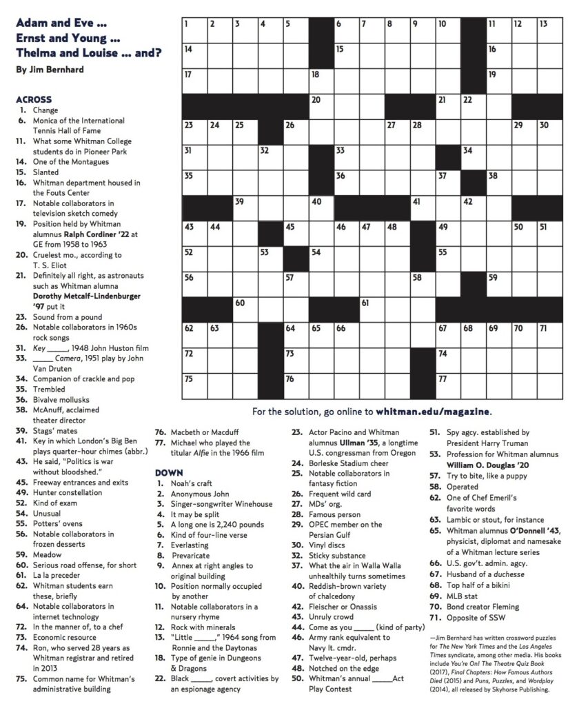 Free Online Printable Crosswords