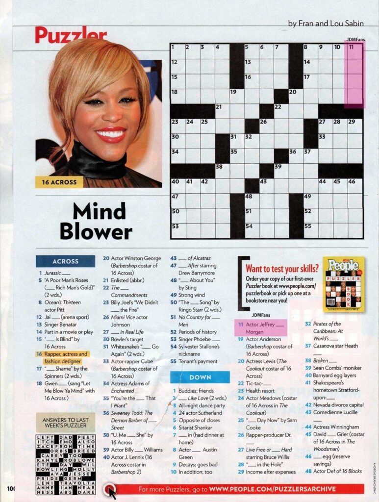 Free People Magazine Crossword Puzzles Printable Sally Crossword Puzzles