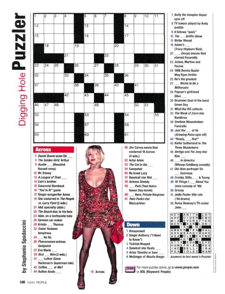 Free People Magazine Crossword Puzzles