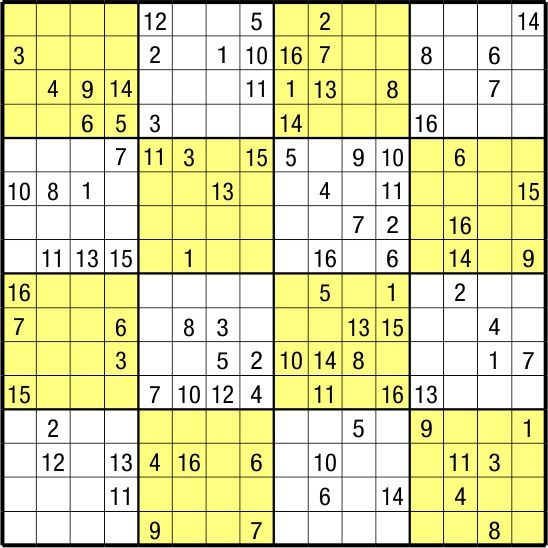 Free Printable 16X16 Sudoku Puzzles