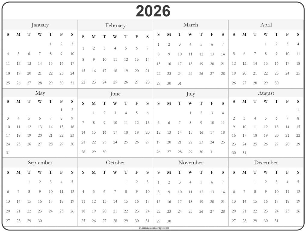 Free Printable 2026 Calendar With Holidays Us