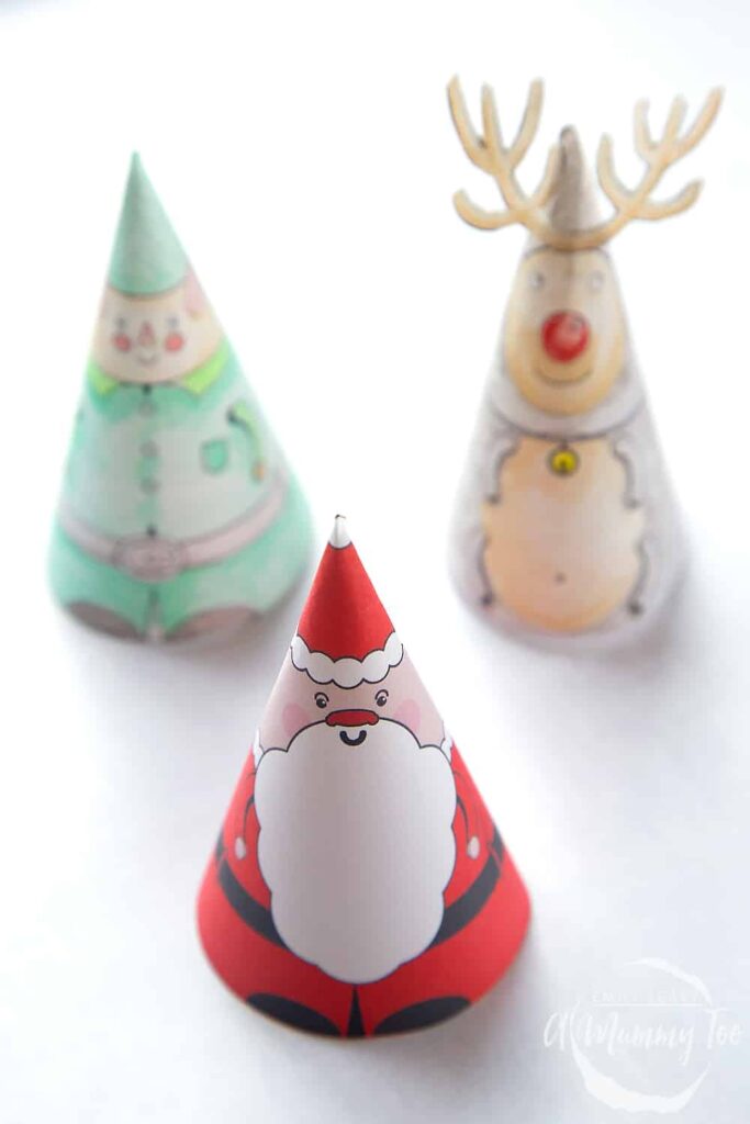Free Printable 3D Christmas Characters Finger Puppets Tree