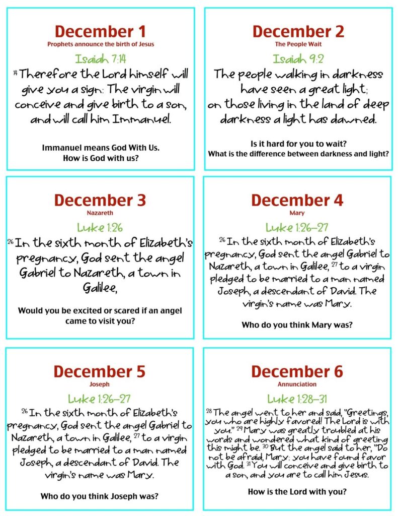 Free Printable Advent Calendar Bible Verses