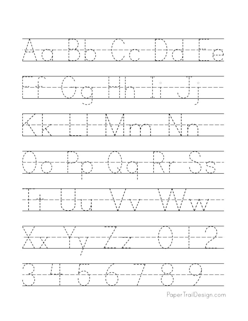 Free Printable Alphabet Handwriting Practice Sheets Paper Trail Design