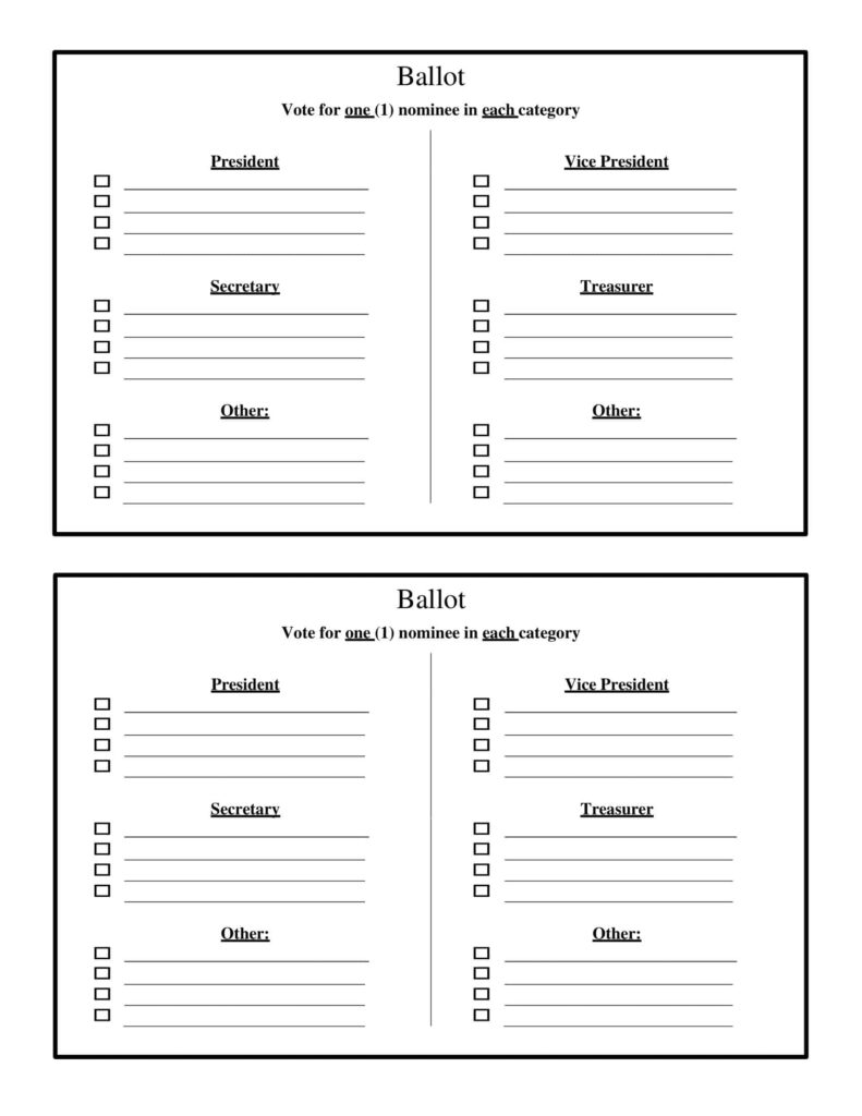 Free Printable Ballot Templates Word PDF Sample Voting